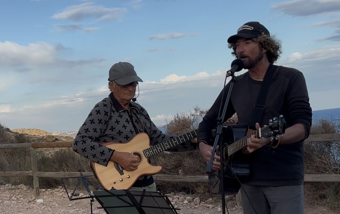 Pat performing with a duet partner